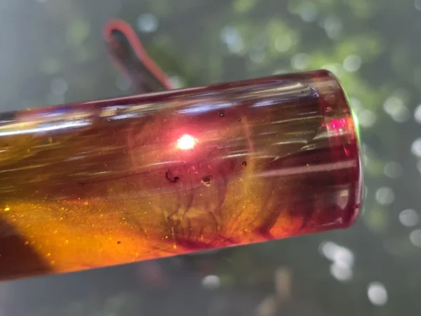 Vintage veined translucent yellow red Bakelite Catalin rod, 386 grams – photo 11