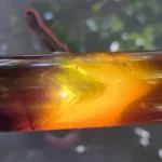 Vintage veined translucent yellow red Bakelite Catalin rod, 386 grams – photo 8